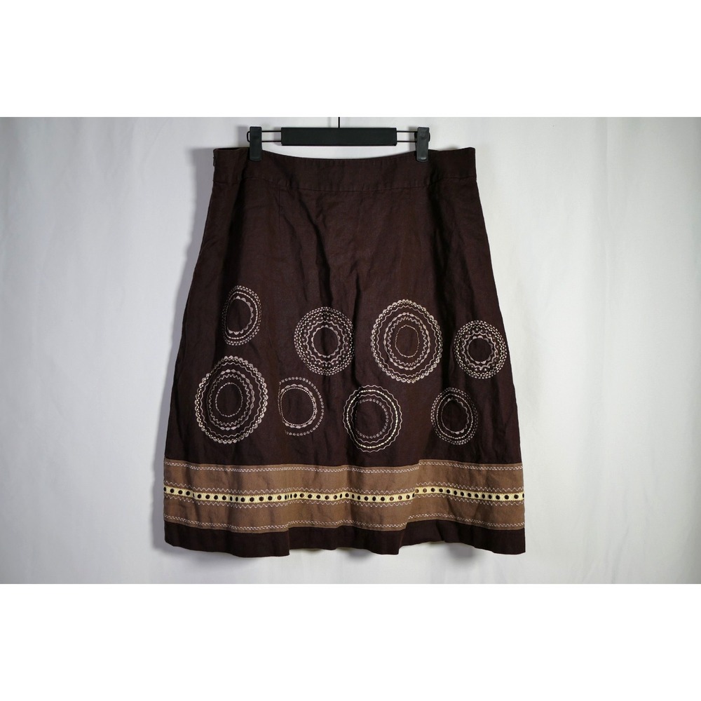 Talbots Boho Western Embroidered Linen Skirt Size 16 Rodeo Cowgirl Equestrian - Picture 5 of 9